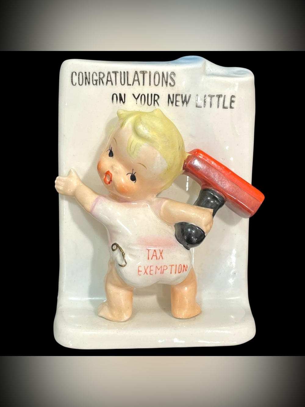 Vintage 1950s Ucagco "Congratulations on Your New Little Tax Exemption" Planter
